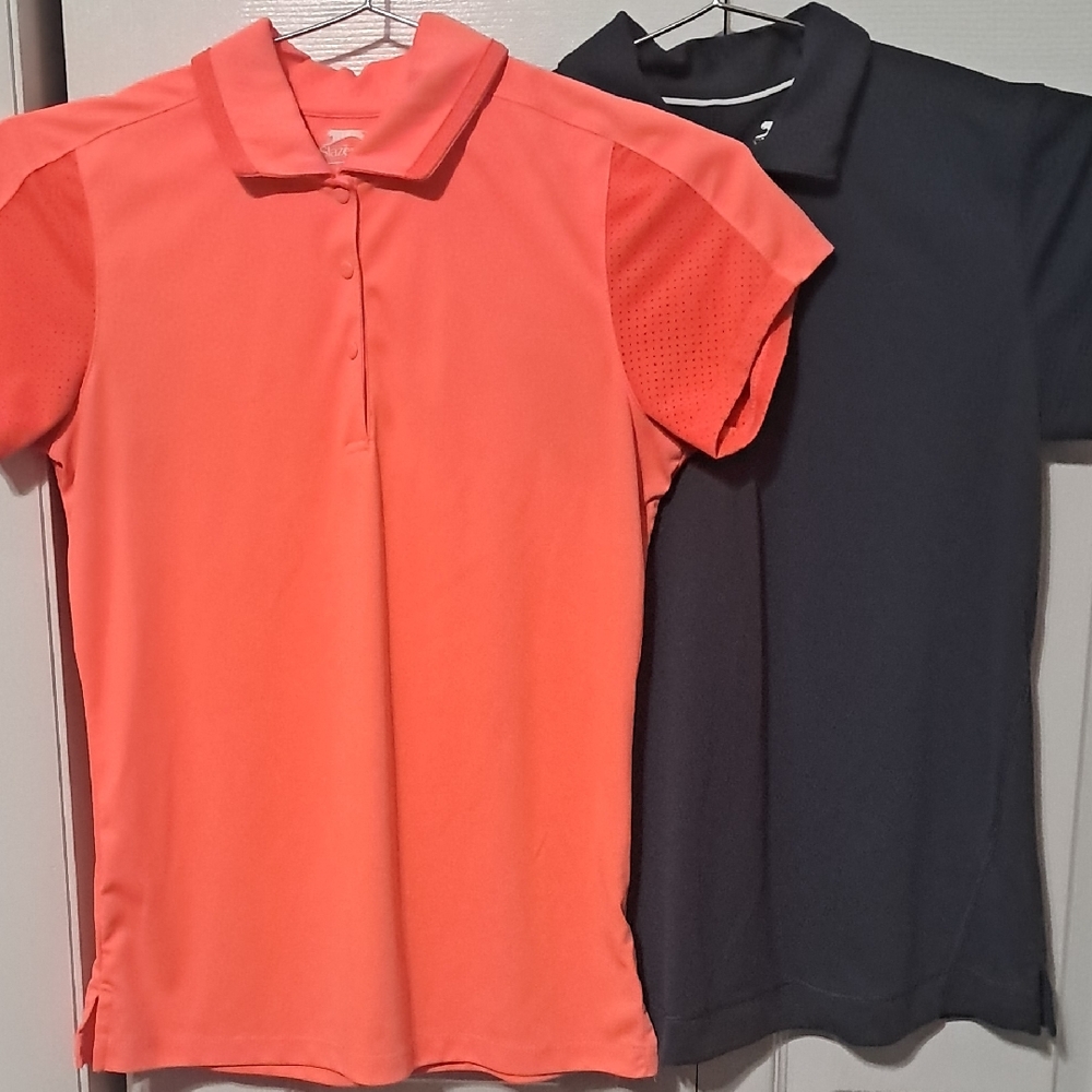 Women's Golf Polo Shirt Set - Coral and Navy